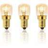 Caldarax 3 Pezzi Lampadina per Forno 230V Dimmerabile, T22 E14, Luce Calda 2700K, 160LM, Resistente al Calore Fino a 300 Gradi, Forno e Microonde, Lampada di Sale, Macchine per Cucire