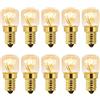 Caldarax 10 Pezzi Lampadina Sale E14 230V, Lampadina da Forno T22, Luce Calda 2700K, Dimmerabile, 160LM, Resistente al Calore Fino a 300 Gradi, Forno e Microonde, Lampada di Sale, Macchine per Cucire