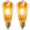 Caldarax 2 Pezzi Vintage Edison Lampadina LED E27 6W (Equivalente a 60W Incandescenza), Vetro Ambrata, Bianca Calda 2200K, 600LM, Non Dimmerabile, ST64 Lampadine a Filamento Retro, Lampadine Retro Stile