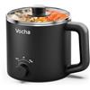 Vocha Pentola elettrica con funzione Keep Warm, Pentola Elettrica Cuocipasta Da 1,6 Litri,fornello da viaggio portatile, mini fornello multi-cottura per pasta tagliatelle, zuppe, uova sode