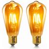 Caldarax 2 Pezzi Vintage Edison Lampadina LED E27 4W (Equivalente a 40W Incandescenza), Vetro Ambrata, Bianca Calda 2200K, 400LM, Non Dimmerabile, ST64 Lampadine a Filamento Retro, Lampadine Retro Stile