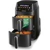 GOURMETmaxx FryUp, friggitrice ad aria calda a doppia camera verticale, XS | Airfryer con display touch a LED MultiColour, friggitrice ad aria calda a 2 camere, volume 5 l (2 x 2,5 l), friggitrice ad
