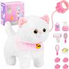 Vicloon Elettronico Gatto Giocattolo, Gatto Di Peluche Interattivo con Guinzaglio, Cammina, Abbaia, Scodinzola, Simulati Peluche Gatto Giocattolo Giocattoli per Bambini 3 4 5 6 7+ Anni Ragazz(Gatto)
