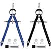 MoonSing Compasso Professionale, 2 Pezzi Compassi Balaustrone di Precisione per Tracciare con Accessori di Ricambio, Diametro del Cerchio 24cm, Per Studenti Matematici Falegnami