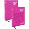 PRESTIGE & DELUXE Agenda compatibile con diario Smemoranda classic fucsia 16 mesi 2026-2027 F.to Standard 12x16,5 cm Size Lite + portachiave pailettes e penna colorata