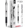 Zebra Pen Penna a sfera retrattile F-301, fusto in acciaio inox, punta fine, inchiostro nero, confezione da 18 (27118)