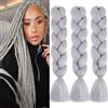 Shangxiu Extension Per Treccine Africane 3pc Jumbo Treccia Extension Capelli Fibra Sintetica Treccia Di Scatola Crochet Twist Braiding Hair (24zoll(3per Pack),A39 Grigio)