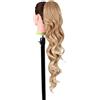 Ser Mulher Coda Capelli Extension Sintetici + Boccoli, LUNGA: 50 cm, PESO: 122g, Effetto Naturale, Ondulata e Voluminosa - Facile da Applicare per Acconciature, EMILY, (Natural Blonde)