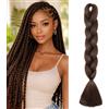 MY-LADY Extension per Treccine Africane 60cm 100g Treccine Extension Capelli Sintetici Jumbo Braiding Hair Crochet Twist Marrone scuro