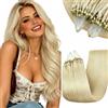 RUNATURE Extension Capelli Veri Microring Biondo 50 Ciocche 40cm 50g #1000