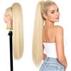 Ser Mulher Coda Capelli Extension Lisci con Laccio, 100% Effetto Naturale, 70 cm - Coda di Cavallo Liscia in Termofibra, Resistente al Calore, Applicazione Rapida in Pochi Minuti, KATE (Platinum Blonde)