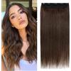 Silk-co Extension Clip Capelli Veri Double Weft Fascia Unica #4 Marrone Cioccolato 80g 40cm Capelli Lisci Brasiliani 3/4 Full Head