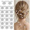 Nogeqi 20 mini fermagli per capelli con farfalle di strass, piccoli fermagli per capelli, in argento, con farfalla, decorativi, piccoli strass, per comunione, ragazze, donne, donne