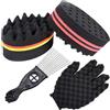 ARJDXDP 4 PCS Spazzola Spugna Capelli e Pettine Afro, Double Side Two in One Magic Twist Hair Sponge Afro Braid Style Dreadlock Bobine Wave Hair Curl Sponge Brush