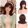 FESHFEN Parrucca Bob Ondulato con Frangia - Rosso Rame Parrucche Donna Capelli Naturali Sintetico Layered Wigs per Festa Carnevale, 35 cm
