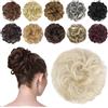 FESHFEN Chignon Finto per Capelli, Elastico Chignon Finti Sintetica Ondulato Capelli Naturale Riccio Coda di Cavallo Biondo Bianco Posticci Spessi Updo per Donne, 42g