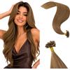 Rich Choices Extension Capelli Veri Cheratina Invisibili e Naturali U Tip Pre Bonded Extension Cheratina Capelli Veri 25 Ciocche 40cm 25g #6 Lino Scuro
