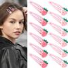 Alpinleux Cutecore - 12 fermagli per capelli a forma di fragola, Y2K, graziose mollette per capelli a forma di frutta, Kawaii, accessori decorativi per capelli da donna (rosa chiaro, rosa scuro)