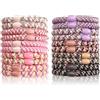 Gyism 20 elastici per capelli da ragazza, multicolore, per ragazze, elastici alla moda, per capelli spessi e capelli ricci (rosa + viola)