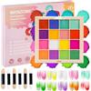 MKNZOME 16 Colori Polvere per Unghie, Pigmenti per Unghie Polvere Unghie Glitter Unghie Blu Verde Giallo Bianco Brillantini Unghie per Decorazioni Unghie Nail Art, con 6 Applicatori a Doppia Punta
