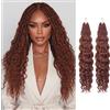 RUWISS Ocean Wave Crochet Hair - 2 Packs 45 cm Extension per Treccine Africane Ricci Pre-looped Deep Wave Cochet Braiding Extension Sintetico per Donne, Rame