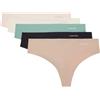 Calvin Klein Perizomi Donna Confezione da 5 Tanga, Multicolore (Charming Green/Nymphs Thigh/Black/I), L