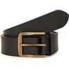 Calvin Klein Cintura Uomo Classic Flat Belt in Pelle, Nero (Black/Antique Brass), 90 cm