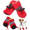 FUGLUS Scarpe impermeabili per cani FUGLUS, confezione da 4 paia, scarpe antiscivolo con strisce riflettenti, adatte a cani di piccola e media taglia (rosso 7)