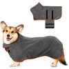 Jostift Accappatoio per cani extra assorbente, ad asciugatura rapida, asciugamano per cani con spalline regolabili per cani di taglia grande media e piccola taglia (grigio)