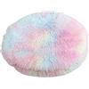 RICHRAIN Cuscino rotondo in peluche per cani e gatti, tappetino caldo per animali domestici, in cotone PP, morbido e confortevole, per soggiorno (S, 37 cm, arcobaleno)