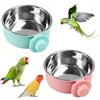 Esforzarse 2 ciotole per mangime per uccelli, in acciaio inox, 450 ml, rimovibili, da appendere, per piccoli animali come gatti, cuccioli, furetti, ratti e criceti (blu, verde)