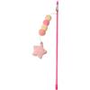 Hehglng Giocattolo rosa per gatti, corda elastica, palla di peluche, ciondolo a forma di stella, resistente ai morsi, impugnatura comoda, allevia la noia fatta a mano per gattini, bacchetta, topi e