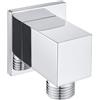 Schläfer 814410 | Presa Acqua Doccia Quadra con Rosone Scorrevole, Uscita Acqua Parete G 1/2 Ø 20,86 mm, Raccordo Gomito per Flessibile Doccetta, Ottone Cromato Design Moderno