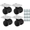 SOTECH 4 ruote per mobili AACHEN Ø 35 mm nero senza freno (freni) incl. set di viti per piastra 47 x 47 mm portata fino a 160 kg (40 kg per ruota)