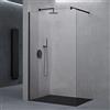 doporro Walk in Box Doccia 140 x 200 cm, Parete Doccia Fissa in Cristallo 8mm, Vetro Trasparente Temperato Rivestimento Nano, Regolabile con Stabilizzatore, Profilo Nero - Bremen01k