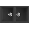 Evhoc Lavello Cucina Sopratop 86x51 cm, 2 Vasche, Nero, ADHOC M