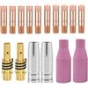 Vilgftyiet Punte di contatto da 0,9 mm per torcia di saldatura MB15 15AK, confezione da 10 con supporti e diffusori, accessori in metallo color rame argento rosa compatibili con saldatori MIG MAG