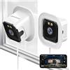 Zeerkeer Telecamera da finestra 2K per interni per sorveglianza esterna, telecamera Wi-Fi 3 MP, 2,4 G/5 G, visione notturna a colori, antiriflesso, rilevamento di movimento PIR, registrazione 24/7, compatibile