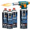Eurocatch Bruciatore a Gas 1300°C - Accensione Elettrica - Fiamma Regolabile - Set con 4x Cartucce Butano 227g