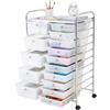 VEVOR Carrello Multiuso con Cassetti Organizer a Doppia Fila con 15Cassetti, Carrello Portaoggetti, Telaio in Acciaio Cromato, Ruote Girevoli a 360° con 2 Freni, Ideale per Ufficio, Garage e Studio