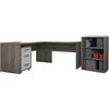 Composad | Scrivania angolare, Cassettiera e Libreria con 2 ripiani della Linea DISEGNO, Set di 3 Mobili per Ufficio, (LxAxP) 138,2x74,5x160,5 cm, Rovere Sonoma e Bianco Laccato, Made in Italy