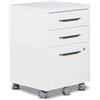 Composad | Cassettiera con 3 Cassetti, Ruote e Serratura, Cassettiera Ufficio da Scrivania, con Serratura, (LxAxP) 49,50x67x45 cm, Colore Bianco Laccato, Made in Italy