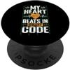 programming code PC computer nerd Langua Il mio cuore batte in codice binario PopSockets PopGrip Adesivo