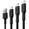 Green Cell GC Ray LED | SET 3x 30cm 120cm 200cm Lightning Cavo Nylon Cavetto Cable di Ricarica per Apple iPhone 13 12 11 SE Pro/Max | iPhone X XR XS Max | iPhone 8 7 Plus | iPhone 6 6S 5 5C 5S | iPad Air Pro