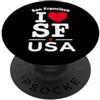 Bahaa's Tee I Heart San Francisco I Love SF USA Californ Graphic Design PopSockets PopGrip Adesivo