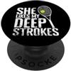 deep strokes tennis pun cheeky tennis se Le piacciono i miei colpi profondi PopSockets PopGrip Adesivo
