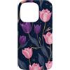 Floral Aesthetic Flower Botanical Gifts Custodia per iPhone 14 Pro Rosa Viola Tulipani Notte Scuro Fiori Di Mezzan