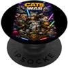 Bahaa's Tee Space Comic Cats Adventure Meow Crew Illustration Cartoon PopSockets PopGrip Adesivo