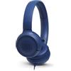 JBL Tune 500 Cuffie Sovraurali, Cuffia On Ear con Microfono e Comando Remoto ad 1 Pulsante, JBL Pure Bass Sound, Compatibile con Siri e Google, Leggere e Pieghevoli, Da Viaggio, Blu