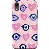 Evil Eye Greek Mythology Greece Gifts Custodia per iPhone XR Blu scuro scuro Evil Eye Greek Eye Pink Hearts Pattern